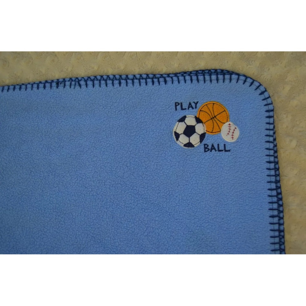 Garanimals Play Ball Baby Blanket Blue Fleece Soccer Basketball Baseball Lovey